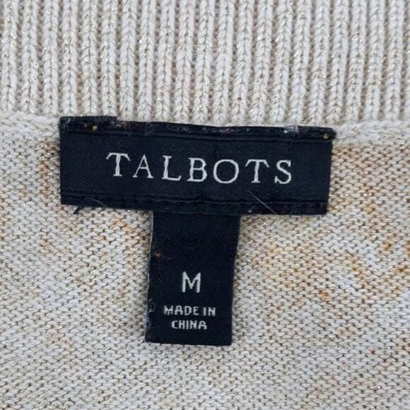 Talbots Cardigan Cotton Button Retro 70s Geek Secretary Grannycore Medallion M - Picture 3 of 11